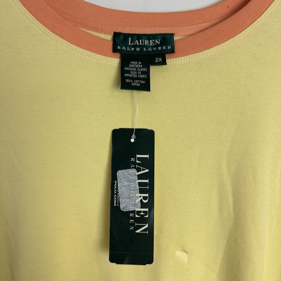 LAUREN RALPH LAUREN 100% Cotton Short Sleeve T-Shirt Top Size 2X Yellow NWT - Picture 3 of 7